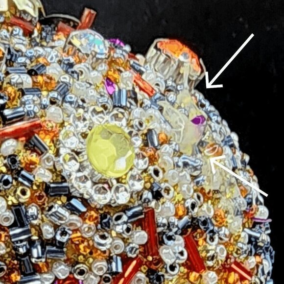 Sugar Skull Ornament Pier 1 Rhinestone Beaded Sequins Retired Halloween Gold v2 - Picture 10 of 10